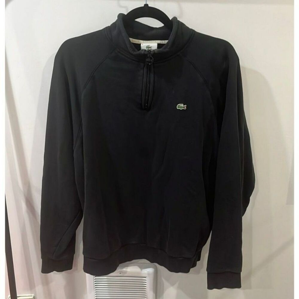 Lacoste Black Quarter Zip Pullover Sweatshirt Size 6 XL Croc Logo